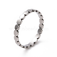 201 Stainless Steel Oval Wrap Finger Ring for Women, Stainless Steel Color, US Size 6 1/2(16.9mm)(RJEW-J051-23P)