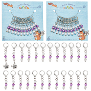 Acrylic Imitated Pearl & Alloy Pendant Stitch Markers, Crochet Leverback Hoop Charms, Locking Stitch Marker with Wine Glass Charm Ring, Teapot & Round, Mixed Color, 4.5~6cm, 12pcs/set, 2 sets/box(HJEW-AB00300)