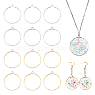 12Pcs 2 Colors 304 Stainless Steel Open Back Bezel Ring Pendants, For DIY UV Resin, Epoxy Resin, Pressed Flower Jewelry, Mixed Color, 33x30x3mm, Hole: 2.2mm, Inner Diameter: 27.8mm, 6pcs/color(STAS-UN0057-60)