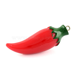 Resin Pepper Pendants, Crimson and Dark Green, 45x12x12mm, Hole: 2mm(X-RESI-S300-45mm)