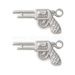 Alloy Pendants, Gun Shape Charms, Platinum, 10x20.5x4mm, Hole: 1.6mm(FIND-L020-003P)