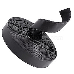 Flat PU Imitation Leather Cord, for Bag Decor, Black, 25x2~2.5mm(LC-WH0006-05B-02)