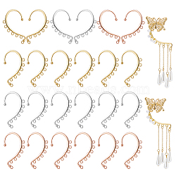 36Pcs 3 Colors Alloy Ear Cuff Findings, Climber Wrap Around Non Piercing Earring Findings with Horizontal Loops, Mixed Color, 57.5x38.5x3.5mm, Hole: 2.5mm, 12pcs/color(FIND-CA0005-23)