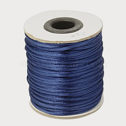 Nylon Cord, Satin Rattail Cord, for Beading Jewelry Making, Chinese Knotting, Steel Blue, 2mm, about 50yards/roll(150 feet/roll)(NWIR-A003-28)