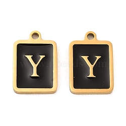 304 Stainless Steel Pendants, with Enamel, Rectangle with Letter Charm, Golden, Letter Y, 17.5x12x1.5mm, Hole: 1.5mm(STAS-K265-11G-Y)