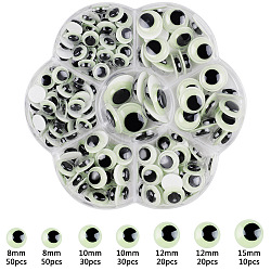 Half Round Luminous Plastic Craft Wiggle Eyes Cabochons, Glow in the Dark, for DIY Doll Toys Plush Animal Making, Flower, 102mm, 210pcs/box(PW-WG98289-02)