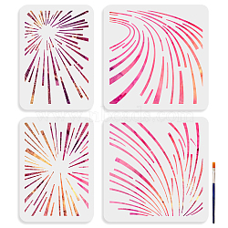 US 1 Set PET Hollow Out Drawing Painting Stencils, for DIY Scrapbook, Photo Album, with 1Pc Art Paint Brushes, Stripe, 297~300x210~300mm, 4pcs/set(DIY-MA0004-31)