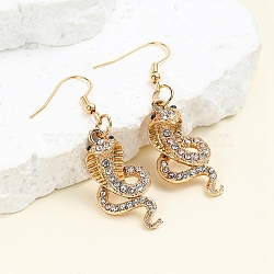 Snake Alloy Dangle Earrings, Golden, 55mm(PW-WG93261-01)