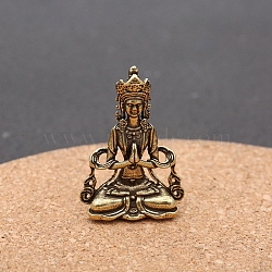 Brass Buddha Statue Display Decoration, for Home Office Desktop Feng Shui Decoration, Antique Bronze, 25x36mm(PW-WG9F82B-03)