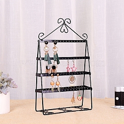 4-Tier Iron Earring Display Stands, Rectangle Jewelry Earring Organizer Holder, Black, 20.5x7x32cm(PW-WG33452-01)