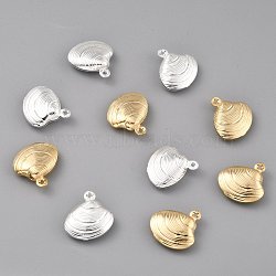 Brass Pendants, Shell Shape, Mixed Color, 10x8x3mm, Hole: 1mm(X-KK-O131-17-B)