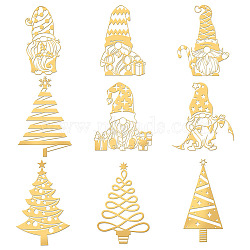 Nickel Decoration Stickers, Metal Resin Filler, Epoxy Resin & UV Resin Craft Filling Material, Christmas Themed Pattern, 40x40mm, 9 style, 1pc/style, 9pcs/set(DIY-WH0450-030)