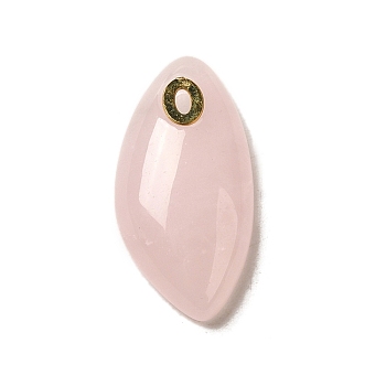 Natural Rose Quartz Pendants, with Golden Plated 304 Stainless Steel Findings, Horse Eye Charms, 25x12.5~13x5.5mm, Hole: 2x1mm