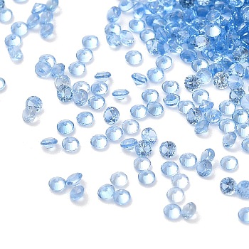 Cubic Zirconia Cabochons, Faceted Diamond, Sky Blue, 1x1mm