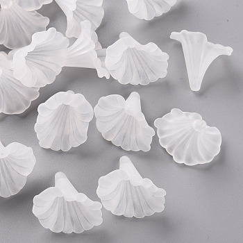 Transparent Acrylic Beads, Calla Lily, Frosted, Clear, 40.5x33x35mm, Hole: 1.8mm, about 135pcs/500g