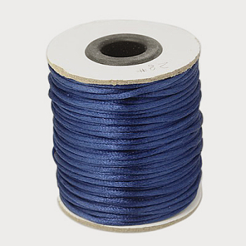 Nylon Cord, Satin Rattail Cord, for Beading Jewelry Making, Chinese Knotting, Steel Blue, 2mm, about 50yards/roll(150 feet/roll)