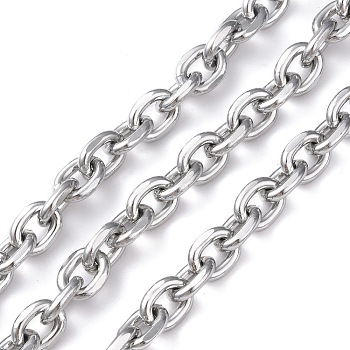 Oval Oxidation Aluminum Cable Chains, Unwelded, Platinum, Link: 14x11x3mm, about 10 yards/roll