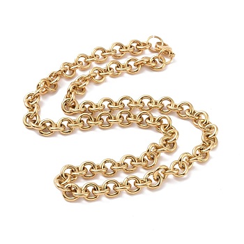 Ion Plating(IP) 304 Stainless Steel Rolo Chains Necklaces, with Lobster Claw Clasps, Golden, 19.65 inch(49.9cm)
