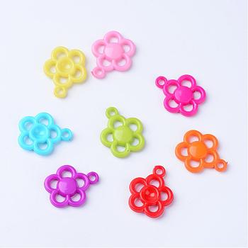 Opaque Acrylic Pendants, Flower, Mixed Color, 29x24x5mm, Hole: 3mm, about 400pcs/500g