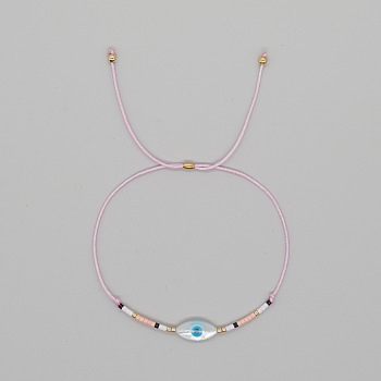 Natural Shell Evil Eye Bracelets, Minimalist Design Glass Beaded Bracelets for Women, Perfect Gift