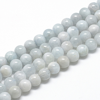 Natural Aquamarine Beads Strands, Grade AB, Round, 10mm, Hole: 1mm, about 40pcs/strand, 15.7 inch