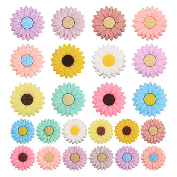 24Pcs 24 Styles Food Grade Eco-Friendly Silicone Beads, Chewing Beads For Teethers, DIY Nursing Necklaces Making, Daisy, Mixed Color, 19.5~30x7.5~9mm, Hole: 2~2.5mm, 1pc/style