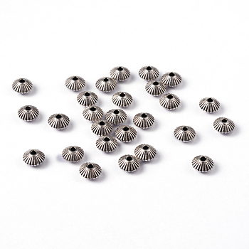 Tibetan Style Alloy Spacer Beads, Lead Free & Cadmium Free, Bicone, Antique Silver, 7.5x4.6mm, Hole: 1mm