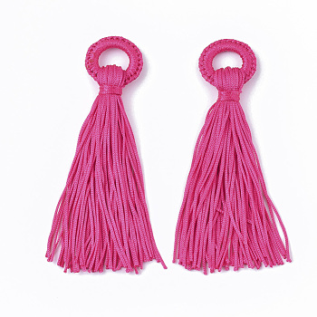 Polyester Tassel Big Pendant Decorations, Deep Pink, 98~110x24~26x10~15mm, Hole: 14mm