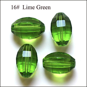 Imitation Austrian Crystal Beads, Grade AAA, Faceted, Oval, Lime Green, 10x13mm, Hole: 0.9~1mm