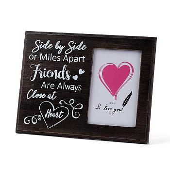 MDF Photo Frames, Glass Display Pictures, for Tabletop Display Photo Frame, Rectangle with Word, Saddle Brown, 19.5x25.4x1.35cm