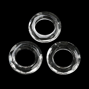 Electroplate Glass Linking Rings, Crystal Cosmic Ring, Prism Ring, Faceted, Round Ring, Clear, 30x6.5mm, Inner Diameter: 17mm