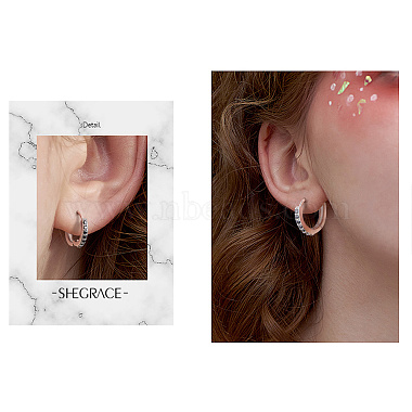 boucles d'oreilles créoles en argent sterling plaqué rhodium Shegrace 925(JE839A)-4
