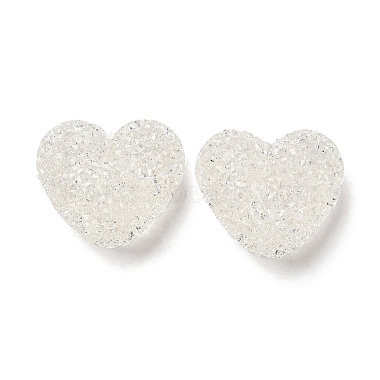 White Heart Resin+Rhinestone Beads