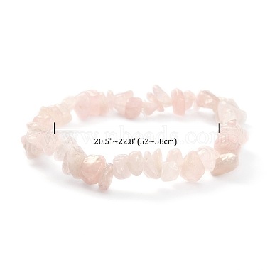 Bracelets élastiques avec chips en quartz rose(BJEW-JB01308-01)-4