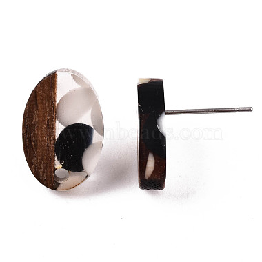 Accessoires de boucles d'oreilles en résine et bois de noyer(MAK-N032-004A-E01)-4