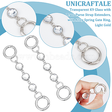 Flat Round Faceted Glass & Alloy Link Purse Strap Extenders(HJEW-AB00197)-5