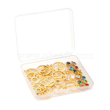 24Pcs 12 Colors 303 Stainless Steel Rhinestone Charms(STAS-LS0001-30)-7