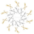 Brass Micro Pave Clear Cubic Zirconia Charms, with Jump Rings, Scissors, Platinum & Golden, 14.5x8.5x1.5mm, Hole: 3.5mm, 2 colors, 10pcs/color, 20pcs/box(KK-PH0001-52)