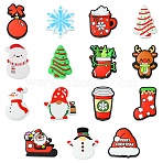 15Pcs 15 Styles Christmas Theme Silicone Focal Beads, Mixed Shapes, Mixed Color, 24.5~31x18~30x7~8.5mm, Hole: 2~3mm, 1pc/style(SIL-CJ0001-70)