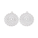 Brass Filigree Pendants, Etched Metal Embellishments, Long-Lasting Plated, Cadmium Free & Nickel Free & Lead Free, Flower of Life, Platinum, 25x22.5x0.3mm, Hole: 1.5mm(KK-B064-08P)
