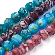 Handmade Lampwork Beads Strands, Faceted, Rondelle, Mixed Color, 9~10x7~7.5mm, Hole: 1.2mm, about 55pcs/strand, 15.3 inch(39cm)(LAMP-F014-G)