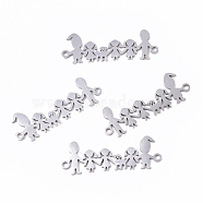 201 Stainless Steel Links connectors, Laser Cut, Family, Stainless Steel Color, 11x31x1mm, Hole: 1.5mm(STAS-R104-010P)