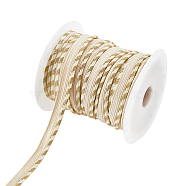 Polyester Ribbons, with Golden Trimings, Garment Accessories, Antique White, 3/8 inch(9mm), about 25.00 Yards(22.86m)/Set(OCOR-GA0001-29)