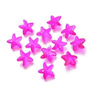 Faceted Glass Charms, Starfish, Deep Pink, 14x15x7mm, Hole: 1.4mm(GLAA-H101-A-04)