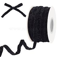 25 Yards Single Face Crushed Velvet Ribbon, for Gift Decoration, Bowknot Making, Black, 3/8 inch(10mm)(OCOR-WH0085-32B)