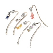Natural & Synthetic Gemstone Zinc Alloy Bookmarks, with Tibetan Alloy Butterfly Beads, Iron Eye Pins, 304 Stainless Steel Jump Rings and Ball Heads Pins, 84mm(AJEW-JK00173)