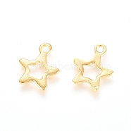 201 Stainless Steel Charms, Star, Golden, 10x8.5x0.8mm, Hole: 1.4mm(STAS-E438-65G)