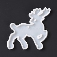 Christmas Reindeer Pendant Silicone Molds, Resin Casting Molds, for UV Resin, Epoxy Resin Craft Making, White, 81x86x6mm, Hole: 3mm(DIY-K051-27)