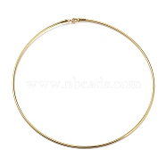 Vacuum Plating 202 Stainless Steel Wire Choker Necklace with Clasp, Rigid Necklace for Women, Golden, 0.08 inch(0.2cm), Inner Diameter: 5.31 inch(13.5cm)(NJEW-H011-08G)