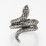 Alloy Finger Rings, Wide Band Rings, Snake, Antique Silver, US Size 6(16.5mm)(X-RJEW-Q159-08)